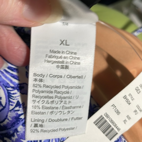 J Crew Beaded String Bikini Curved Waist Cheeky Blue Dandelion Swirl XL(16) NWT - Picture 5 of 6